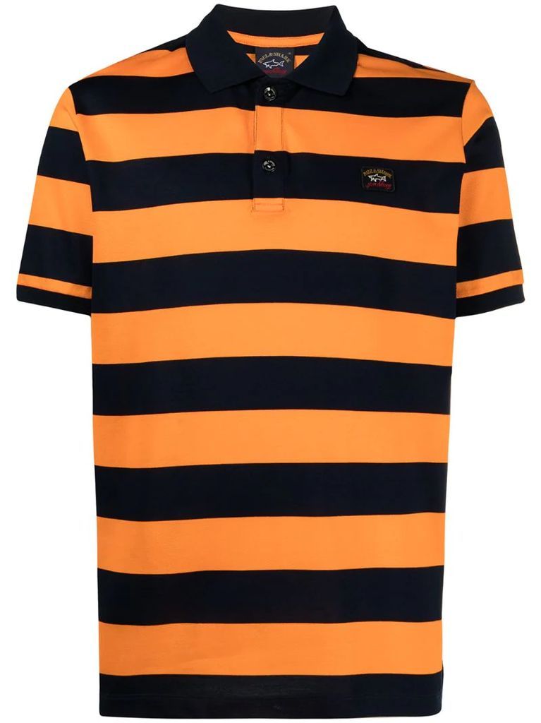 logo-patch striped polo shirt