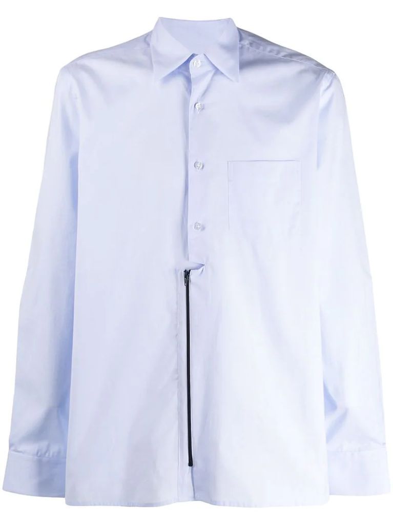 zip front long-sleeved shirt