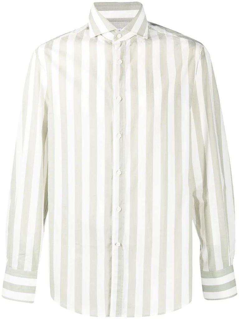 striped button-up shirt