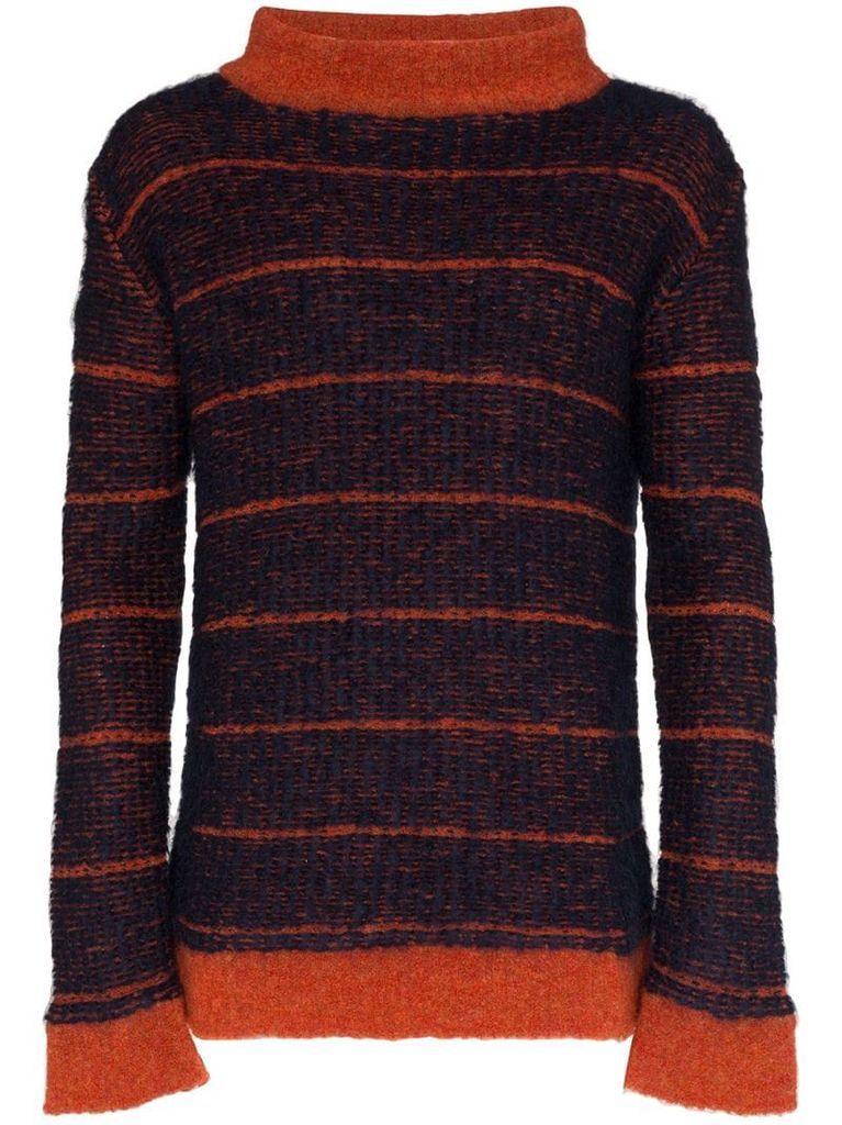 striped wide neck knit jumper