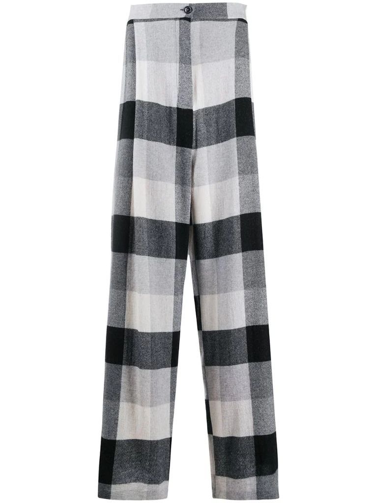 duo check print trousers