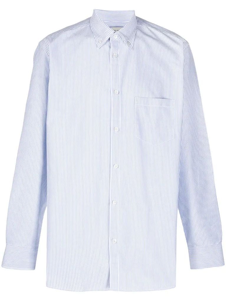 pinstripe button-down shirt