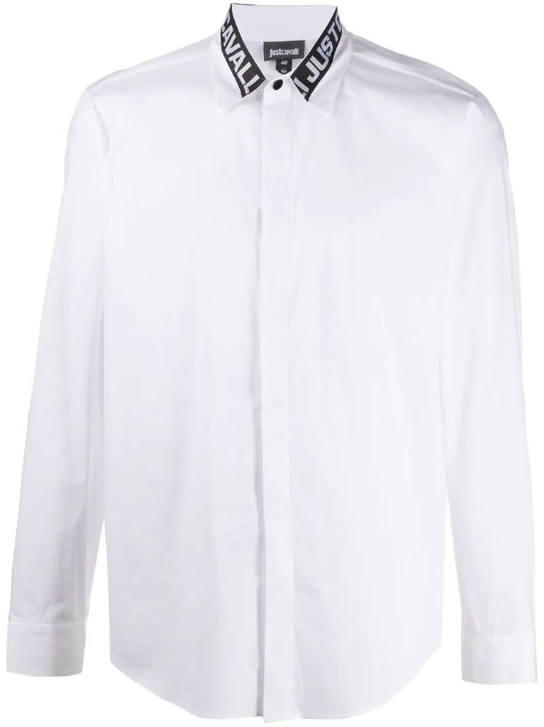 logo-collar long-sleeved shirt