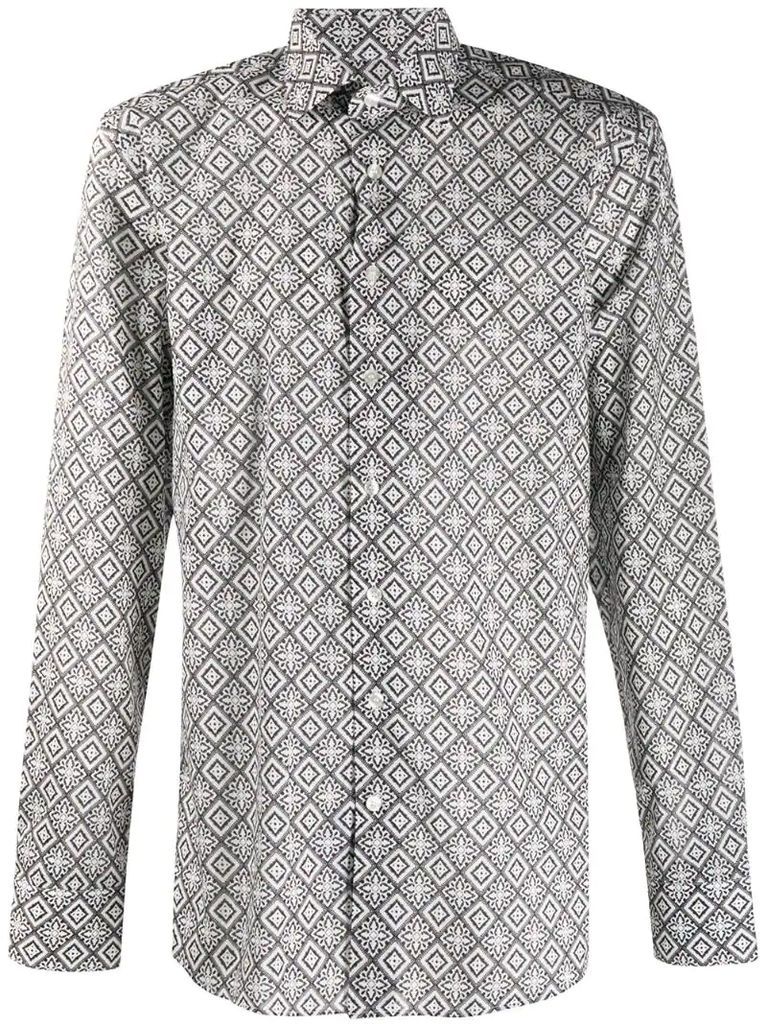 geometric pront button-down shirt