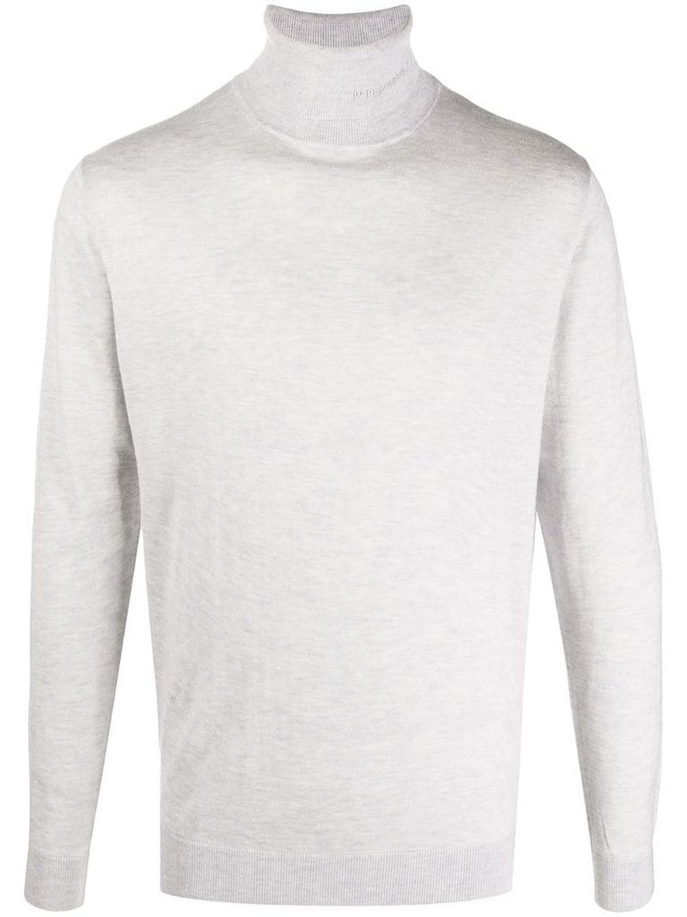 logo-embossed roll neck sweater