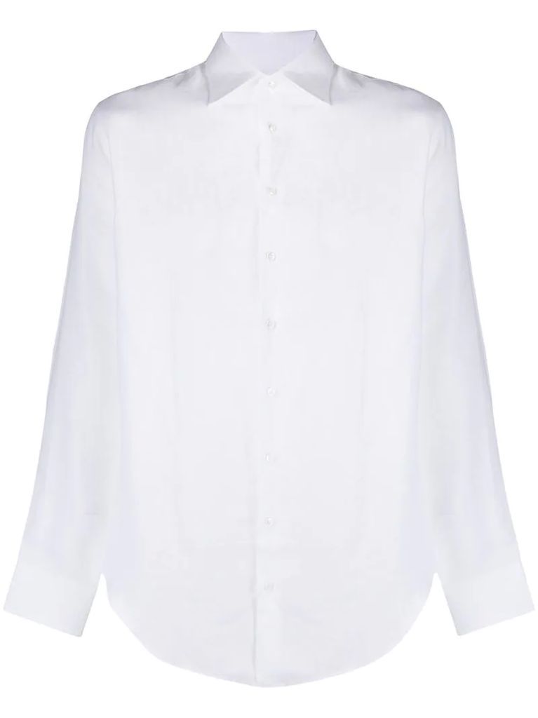 point-collar linen shirt