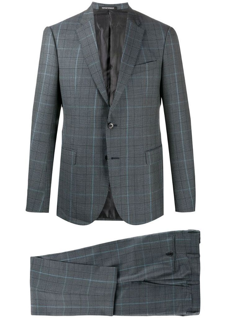 checked pattern single-breasted suit