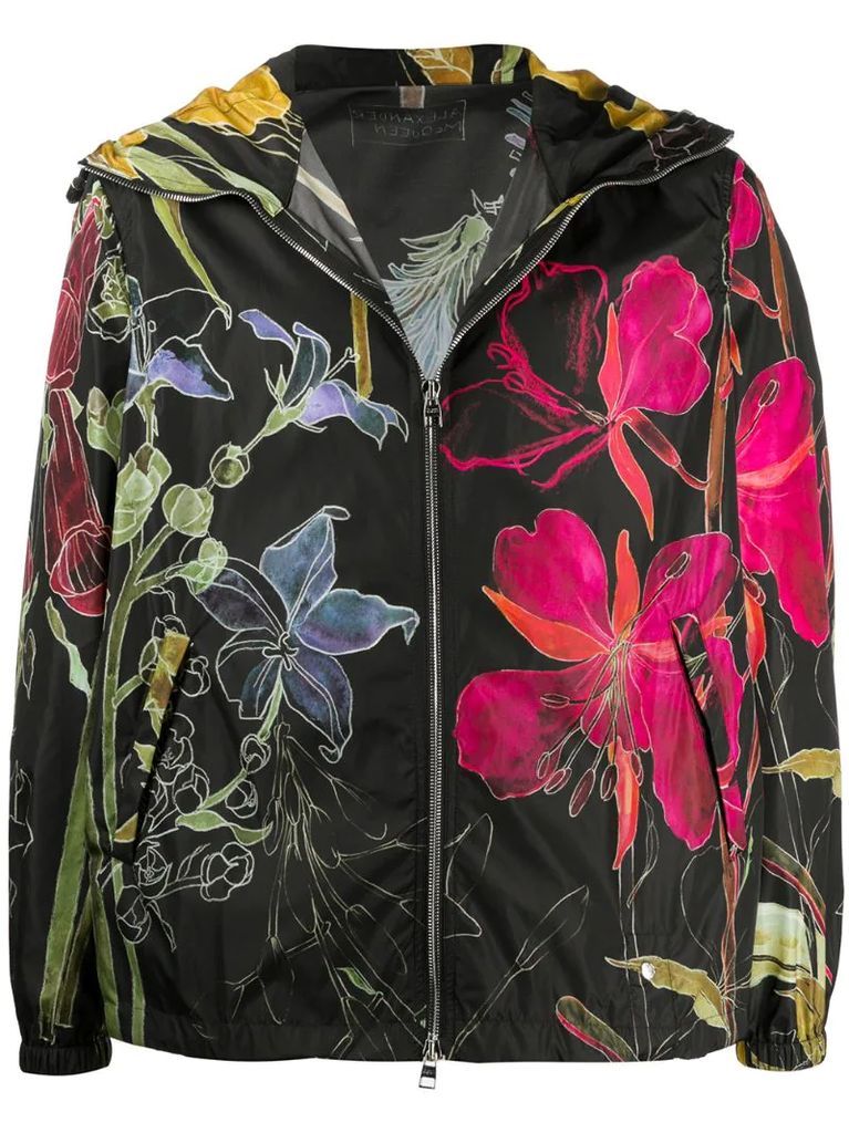 floral-print hooded jacket