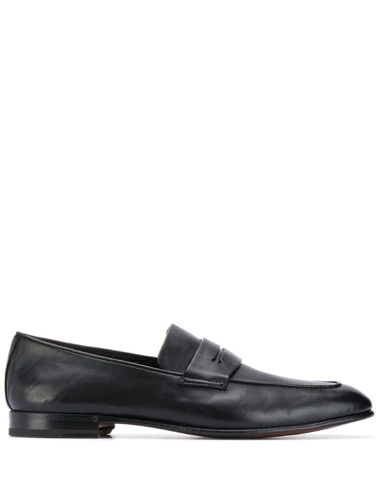 narrow-toe leather penny loafers