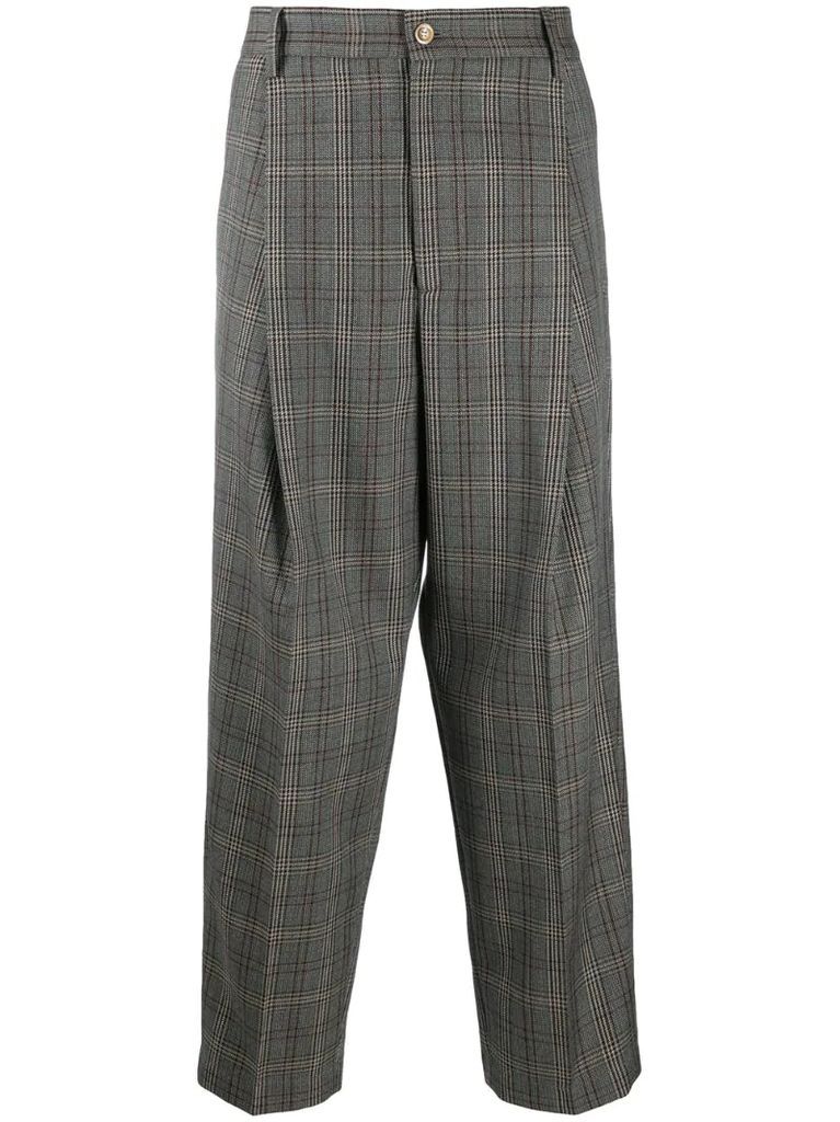 checked loose-fit trousers