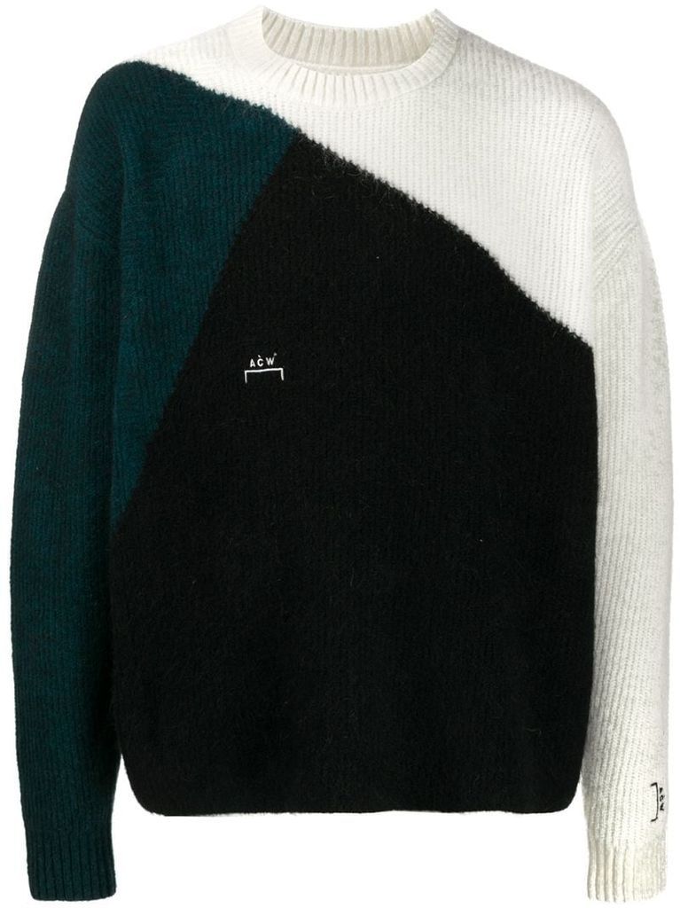 colour-block knit jumper