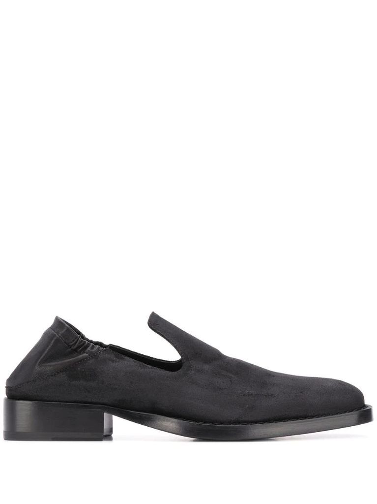square toe suede loafers