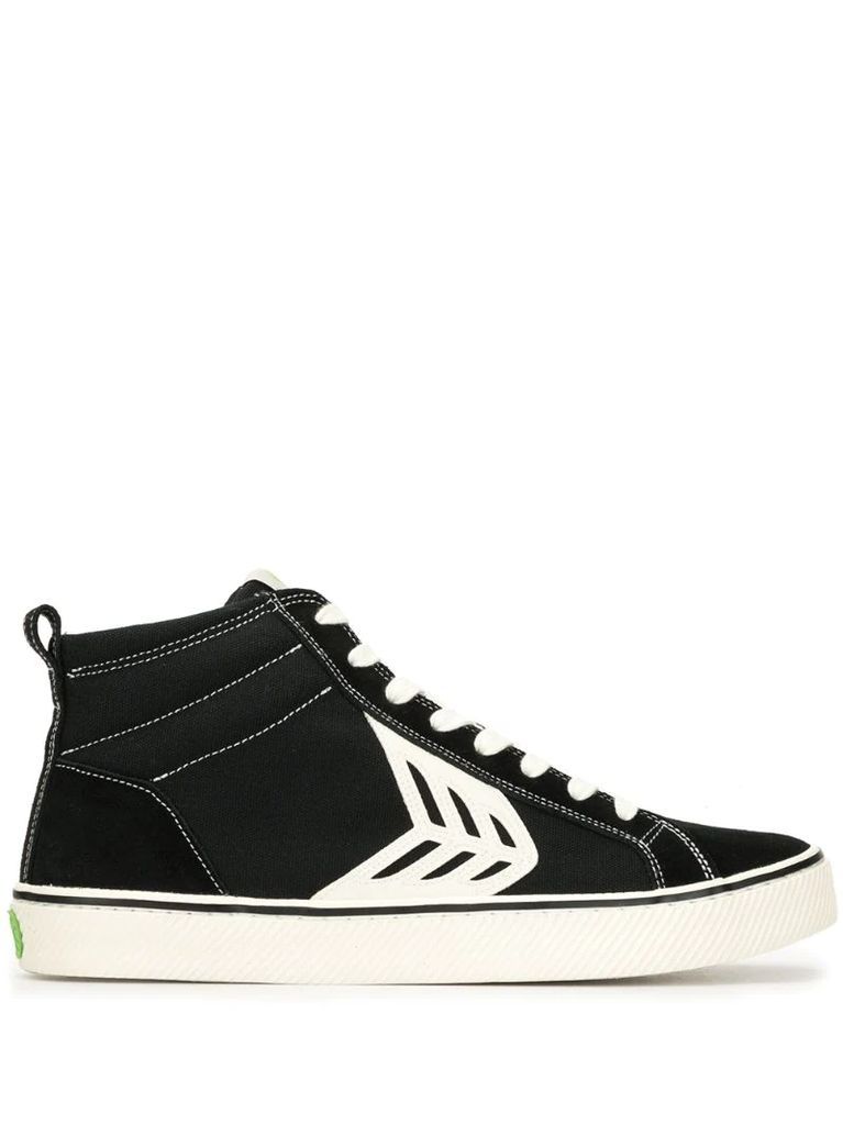 CATIBA High Stripe Black Suede and Canvas Contrast Thread Sneaker