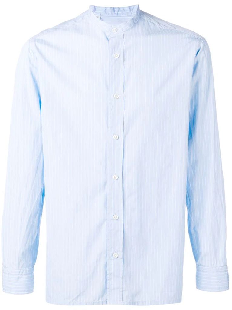 striped mandarin collar shirt