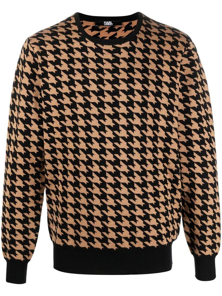 houndstooth-print knitted jumper