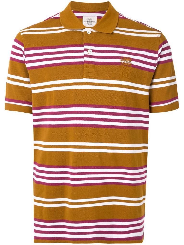striped logo embroidered polo shirt