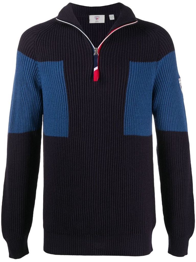 contrast panel ribbed jumper