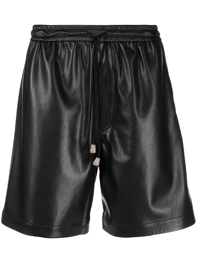 faux-leather drawstring-waist shorts