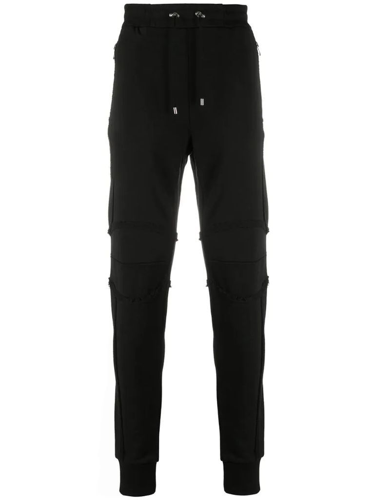 zipped slim-fit cotton trousers