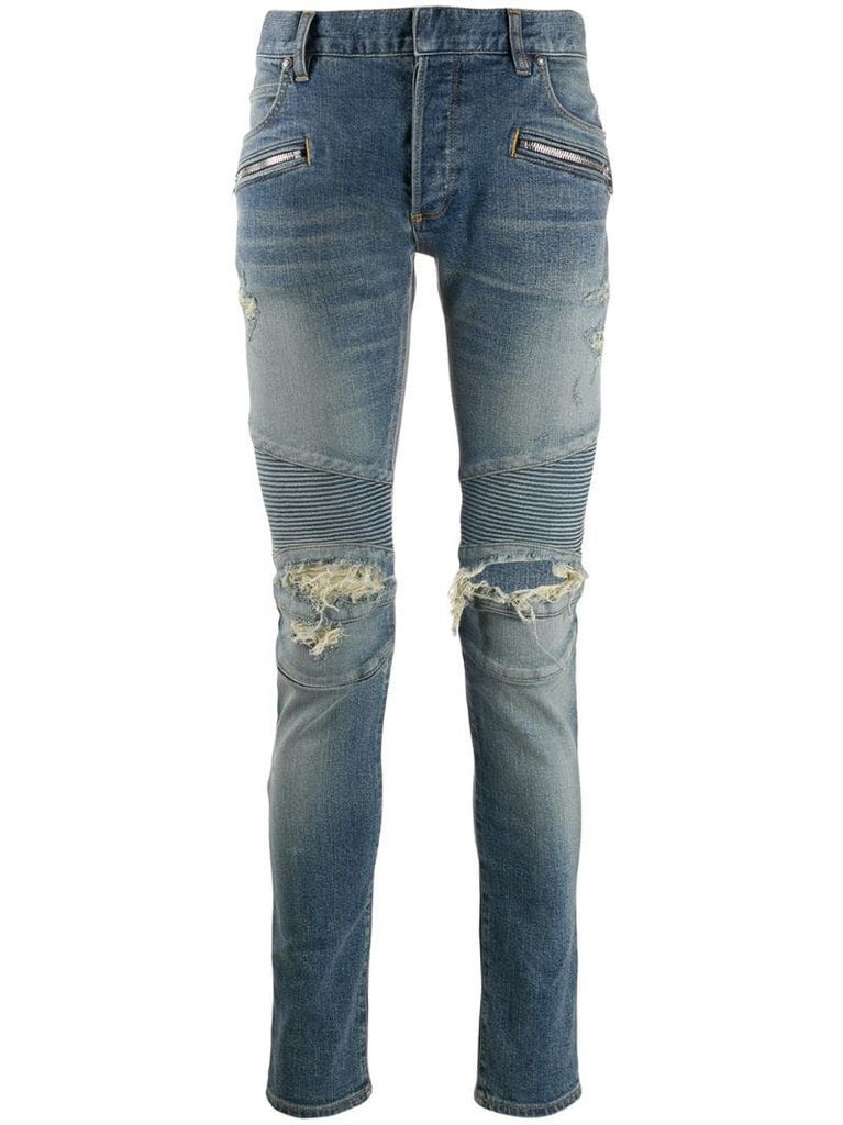 slim-fit ripped jeans