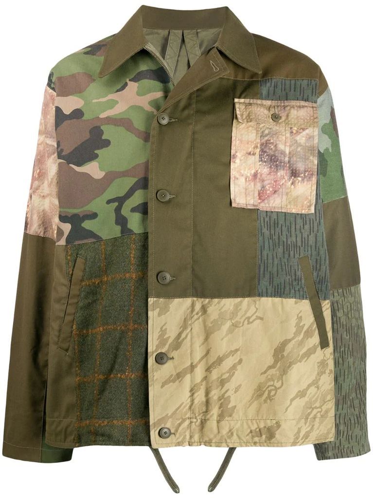 patchwork shirt jacket