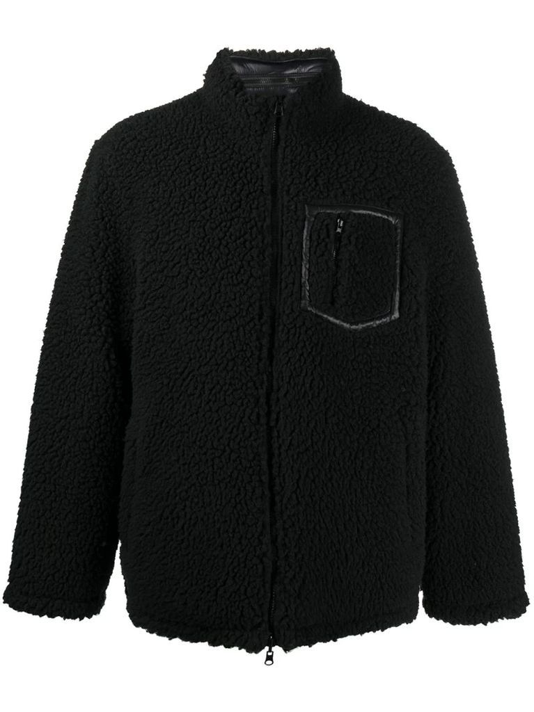 patch-pocket faux shearling jacket