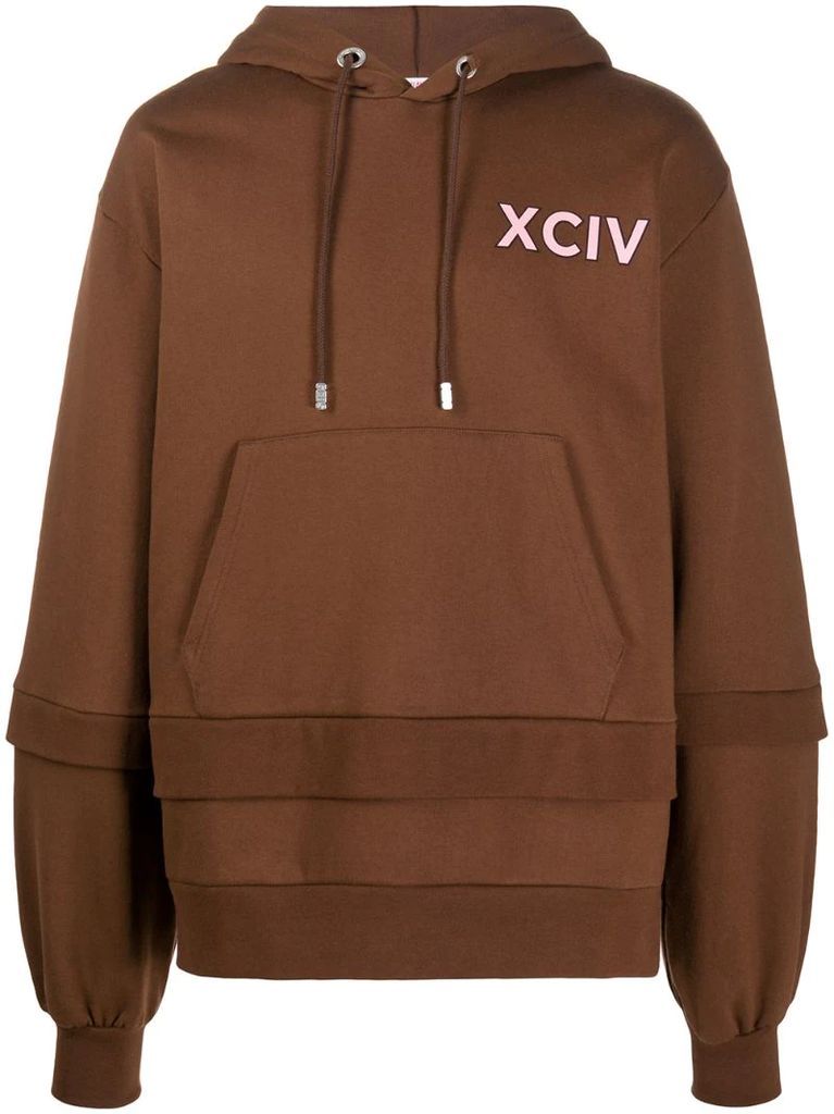 logo print layered hoodie