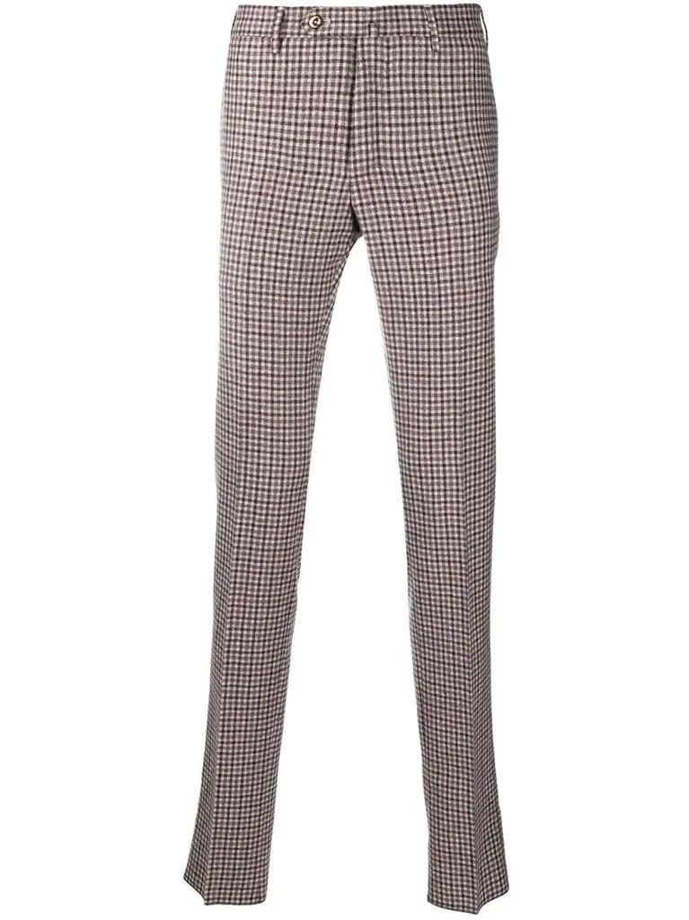 checked slim-fit tailored trousers