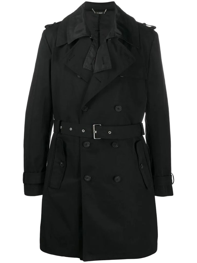 double layer belted trench coat