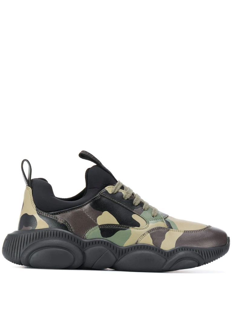 leather camouflage-print Teddy sneakers