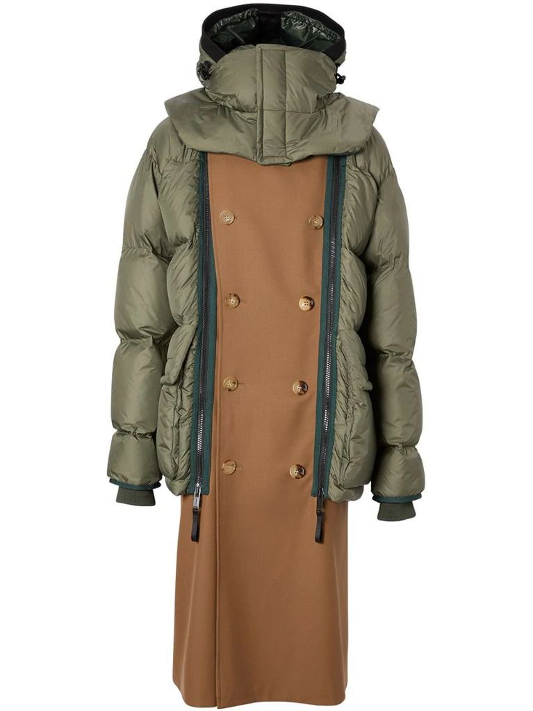 detachable puffer trench coat