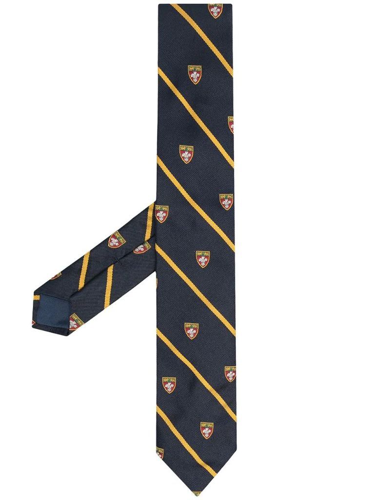 crest striped silk tie