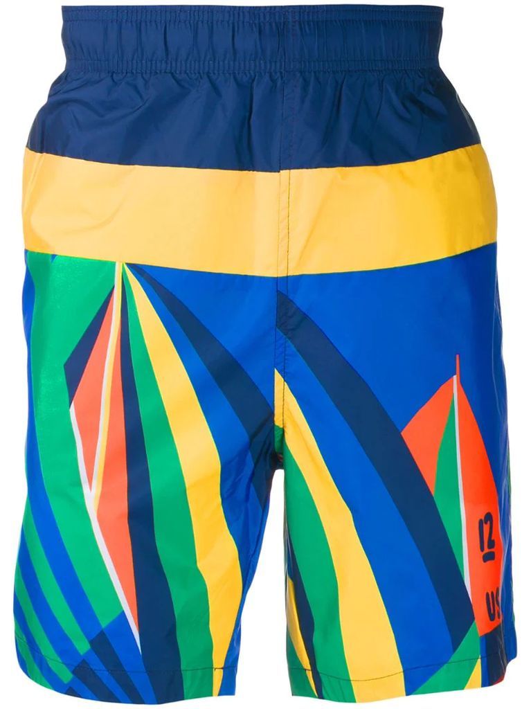 Sailboat print bermuda shorts