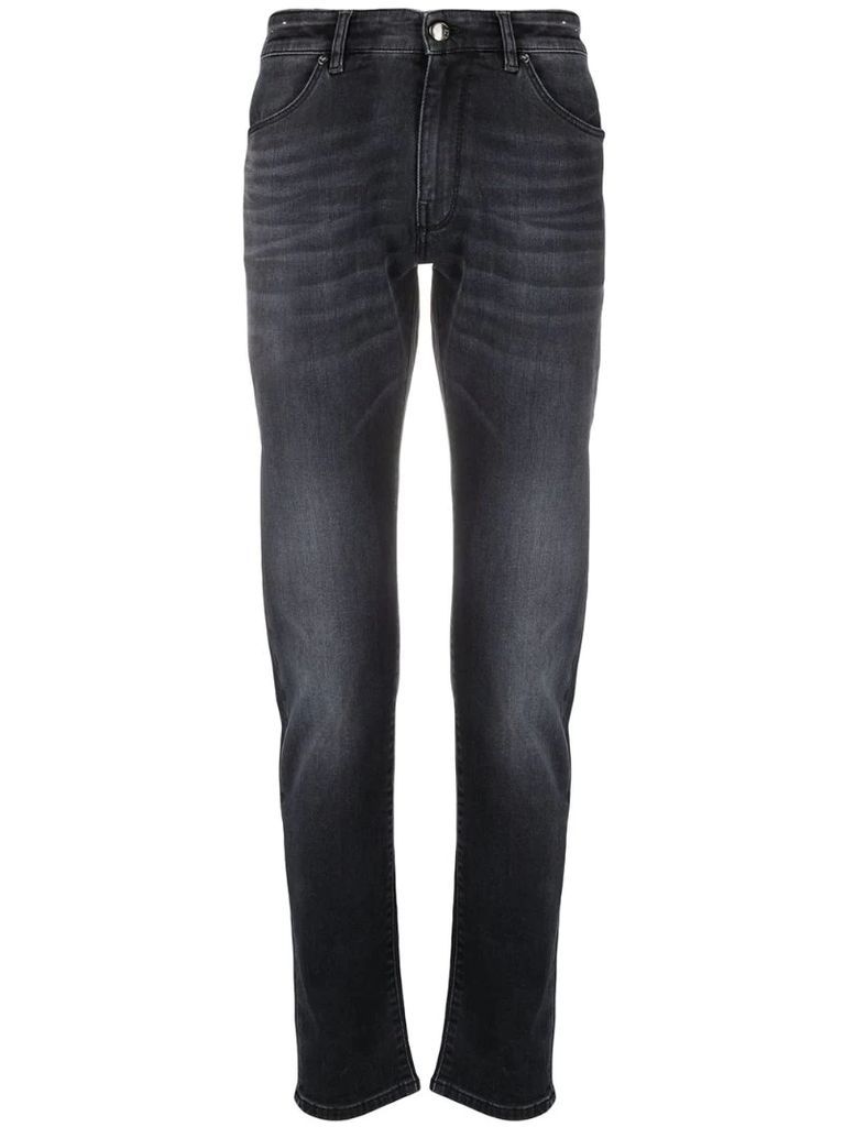 washed slim-cut jeans