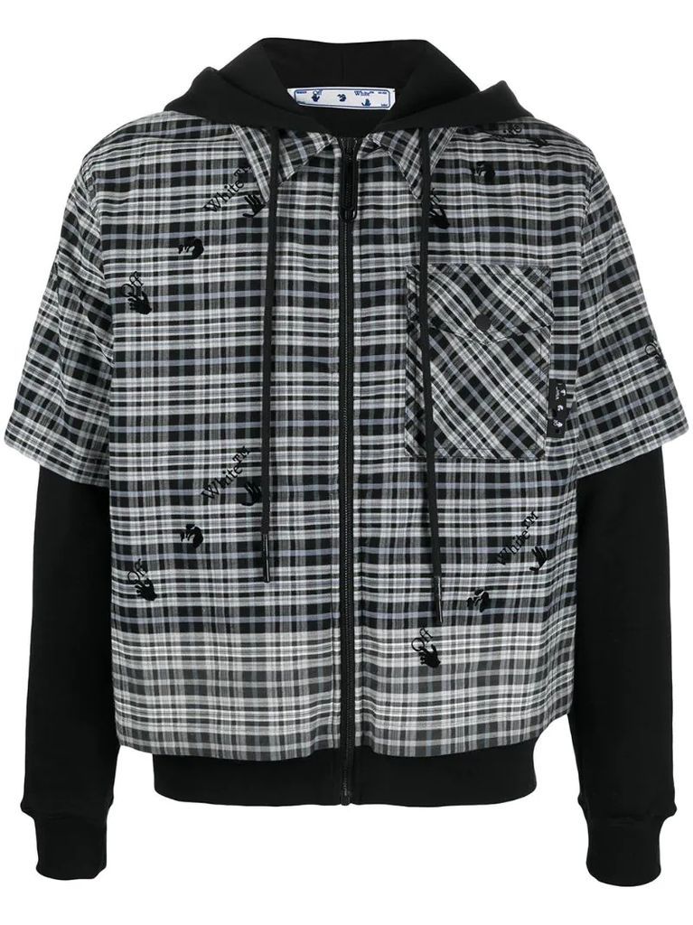 Arrow print hooded shirt jacket