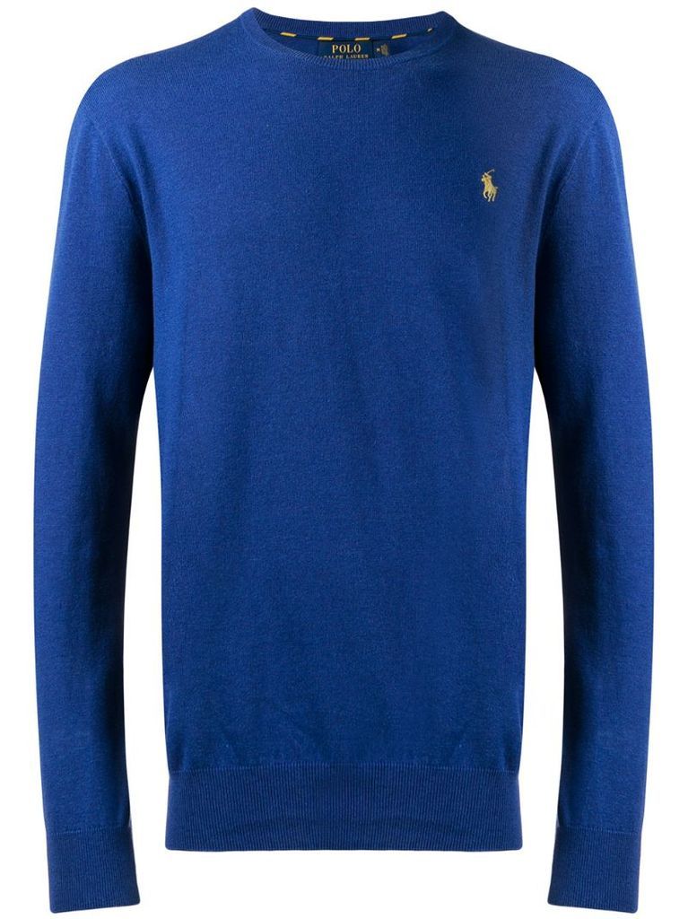 contrasting embroidered logo knitted jumper