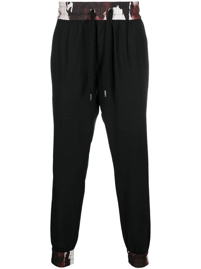 camouflage-trim drawstring track trousers
