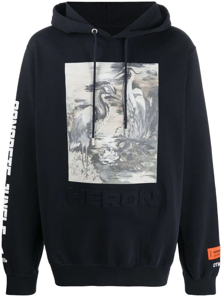 Heron print hoodie