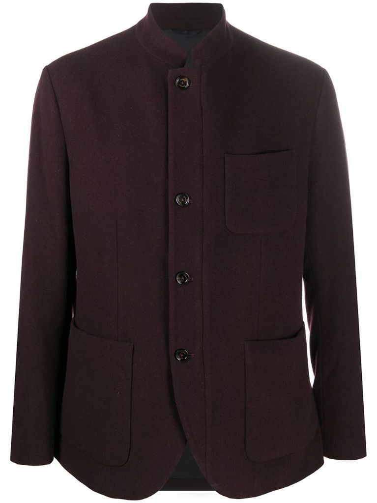 buttoned high-neck blazer