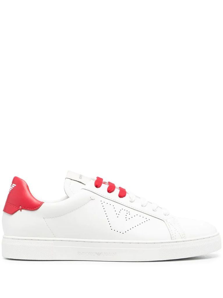 leather perforated-logo trainers