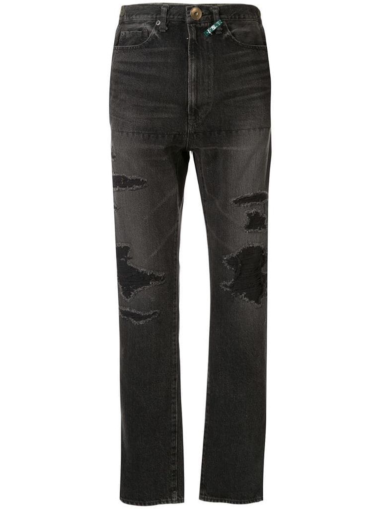 distressed detail jeans