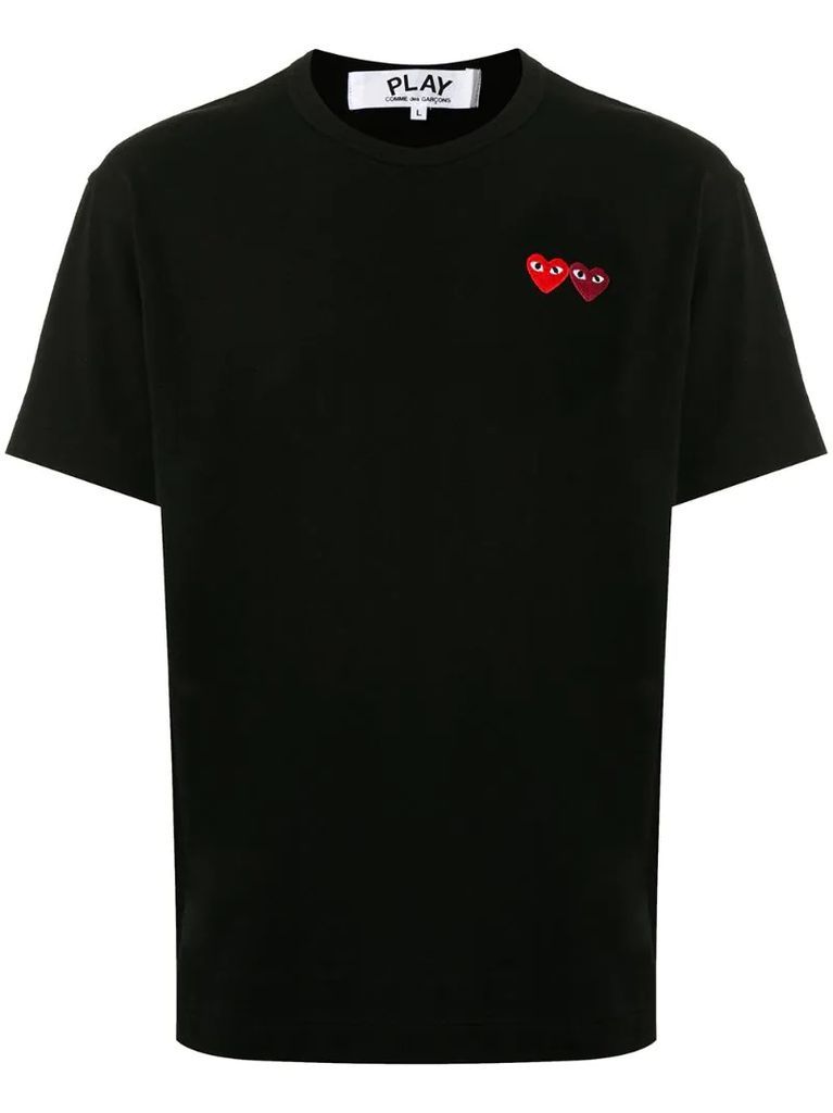 double heart appliquéd T-shirt