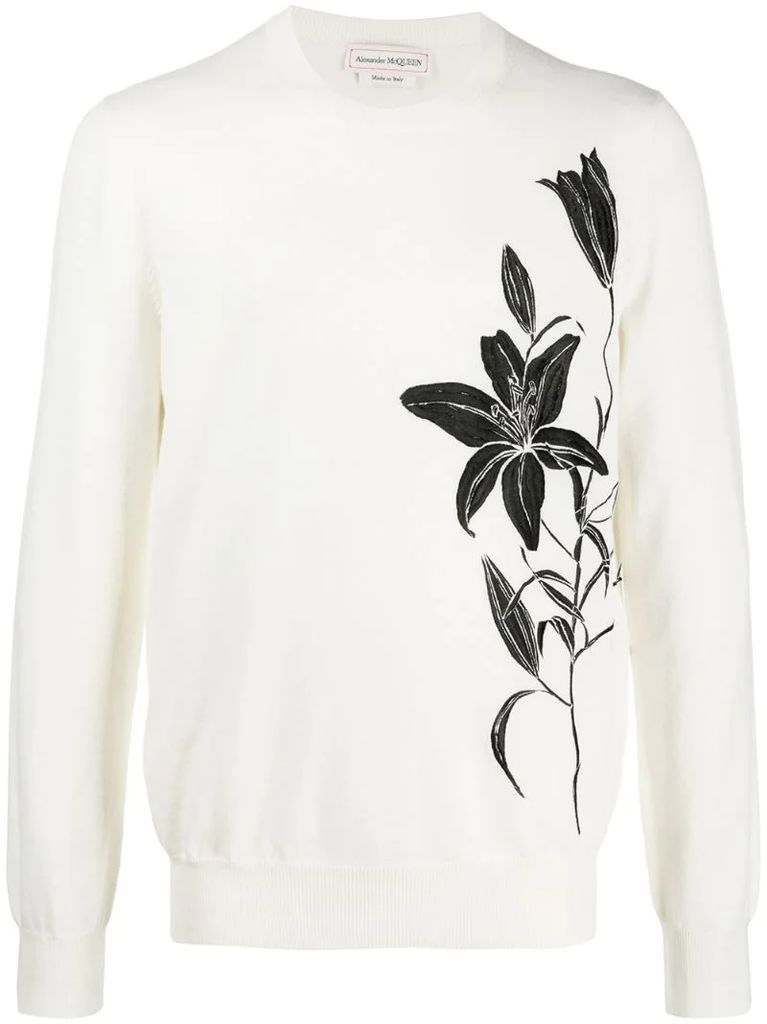 floral-embroidered jumper