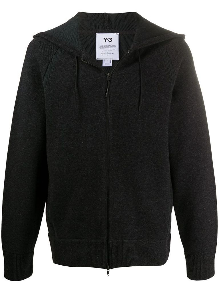 zipped drawstring hoodie