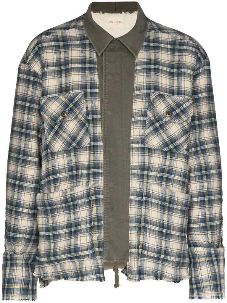 check-pattern buttoned shirt jacket