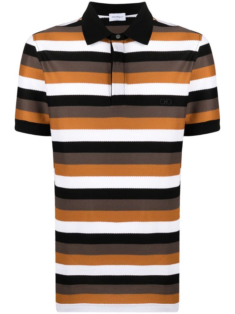 short-sleeved striped polo shirt