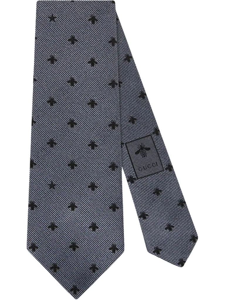 Silk tie with bees and stars