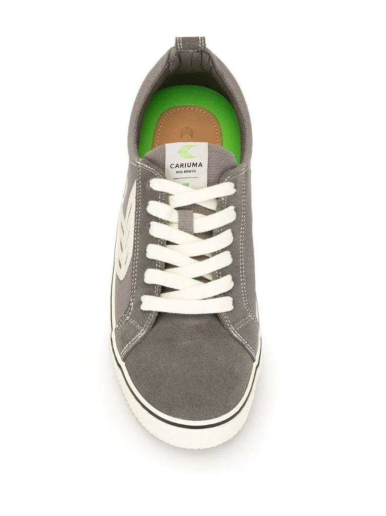 CATIBA Low Stripe Charcoal Grey Suede and Canvas Contrast Thread Sneaker