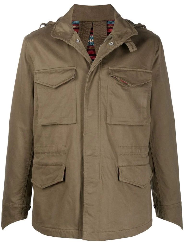 cargo jacket with patterned lining