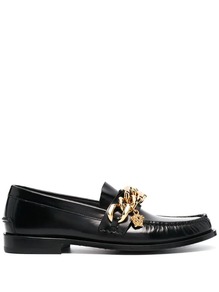 oversized-chain detail loafers